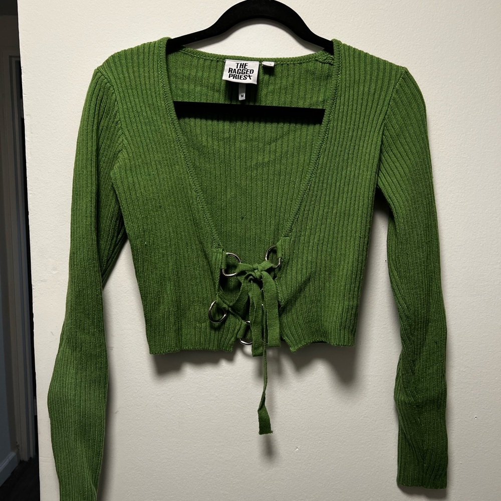 The Ragged Priest Green Ribbed Top